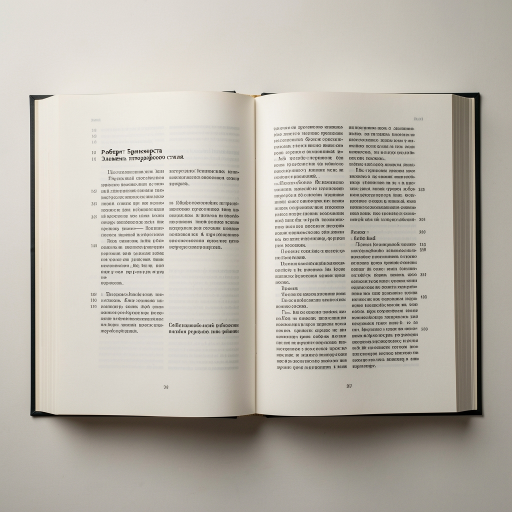 Открытый разворот книги Роберта Брингхёрста Элементы типографского стиля: видна текстовая разметка с маргиналиями, тонкий шрифт Galliard, выровненные по базовой линии колонки