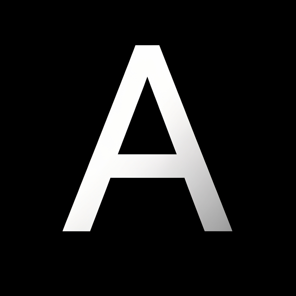 Анимированная демонстрация переменного шрифта: одна и та же буква A плавно трансформируется между тонким и жирным начертанием, между конденсированной и расширенной формой на чёрном фоне